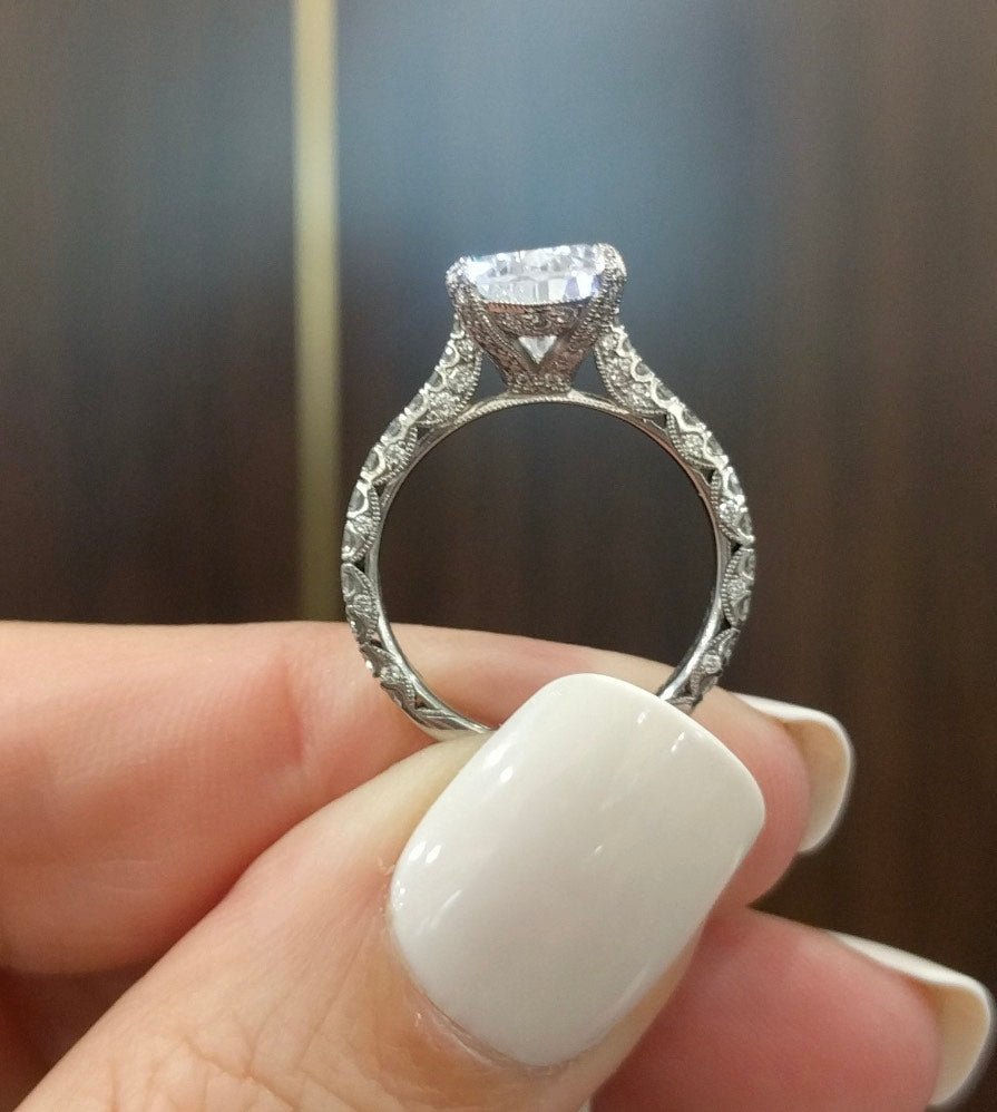Reserved for KND - Pear Semi Mount Ring Diamond Milgrains Platinum - Lord of Gem Rings