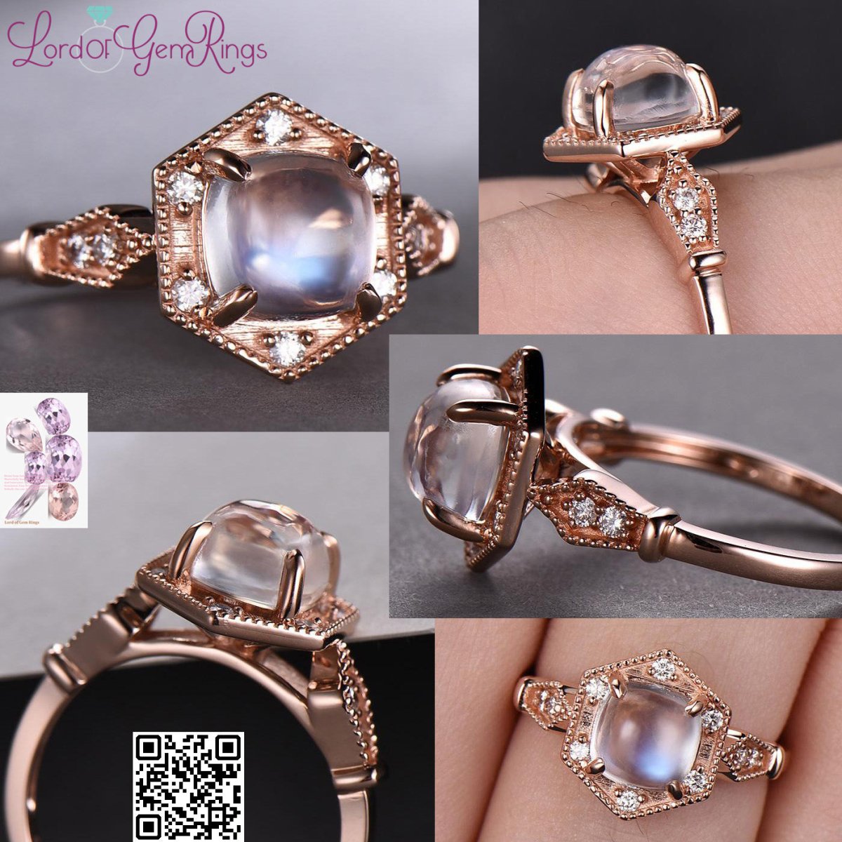 Reserved for Tasha Diamond Hexgon Halo Semi Mount Ring 10k Rose Gold Round - Lord of Gem Rings