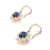 Round Alexandrite Marquise Moissanite Hook Earrings 14K Gold - Lord of Gem Rings