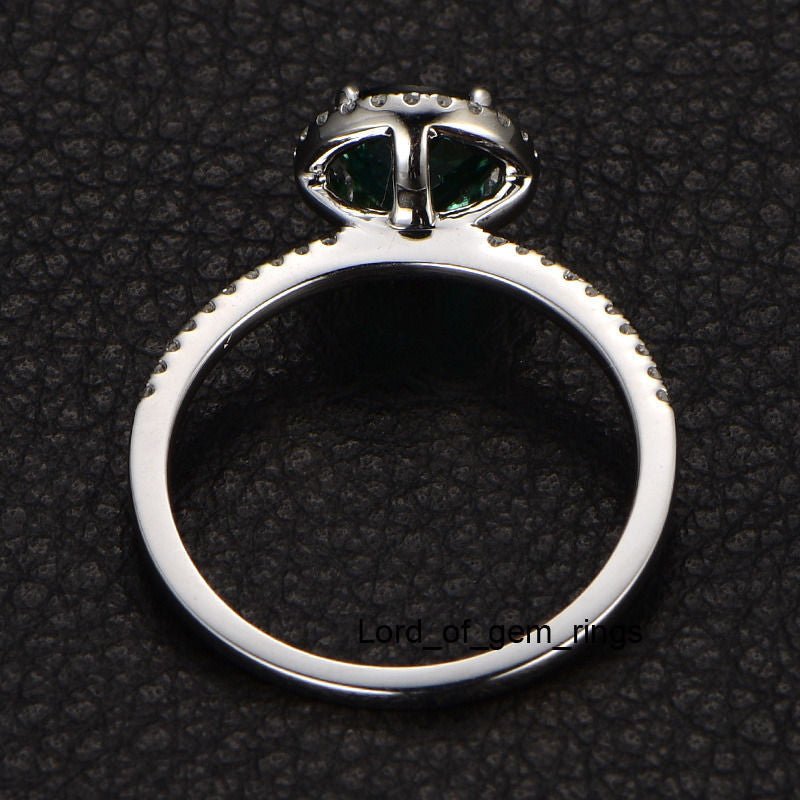 Round Blue Tourmaline Diamond Halo Engagement Ring - Lord of Gem Rings