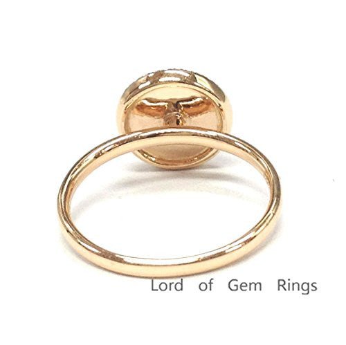 Round Citrine Diamond Halo Engagement Ring 14K Rose Gold - Lord of Gem Rings