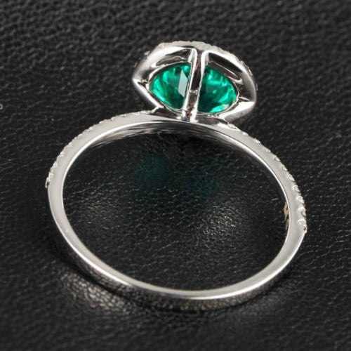 Round Emerald Diamond Halo THIN DESIGN Engagement Ring - Lord of Gem Rings