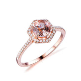 Round Morganite Ring Hexagon Diamond Halo - Lord of Gem Rings