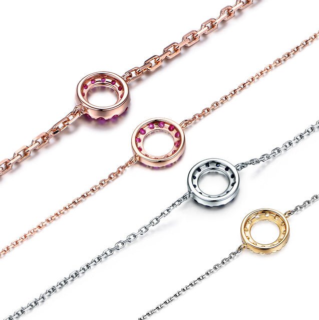 Ruby Sapphire Circle Bracelet 18k Gold - Lord of Gem Rings