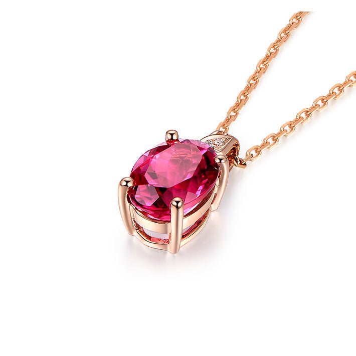 Tourmaline Diamond Pendant 18k Rose Gold - Lord of Gem Rings