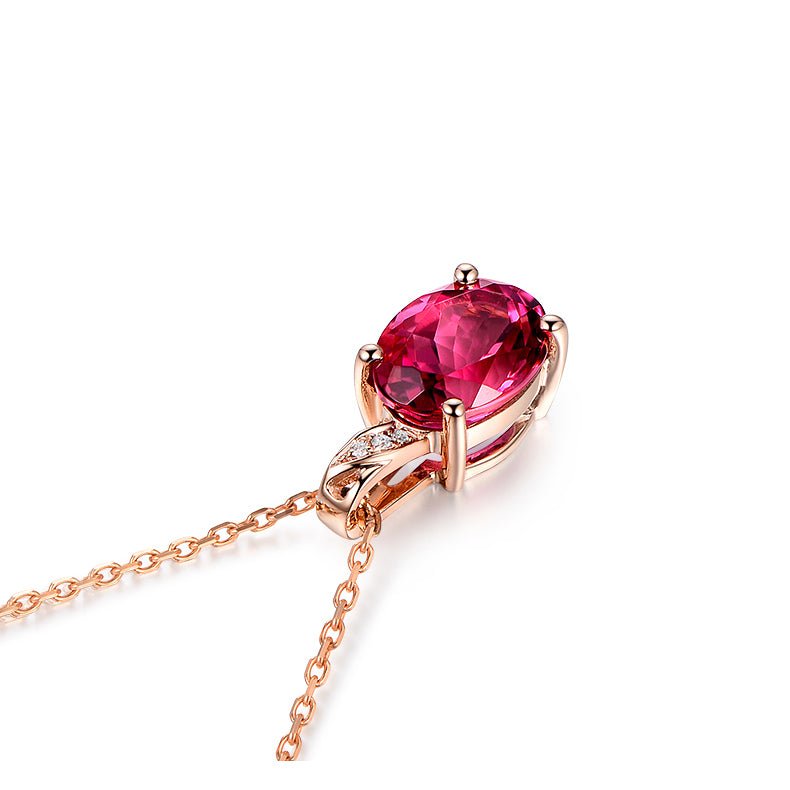 Tourmaline Diamond Pendant 18k Rose Gold - Lord of Gem Rings