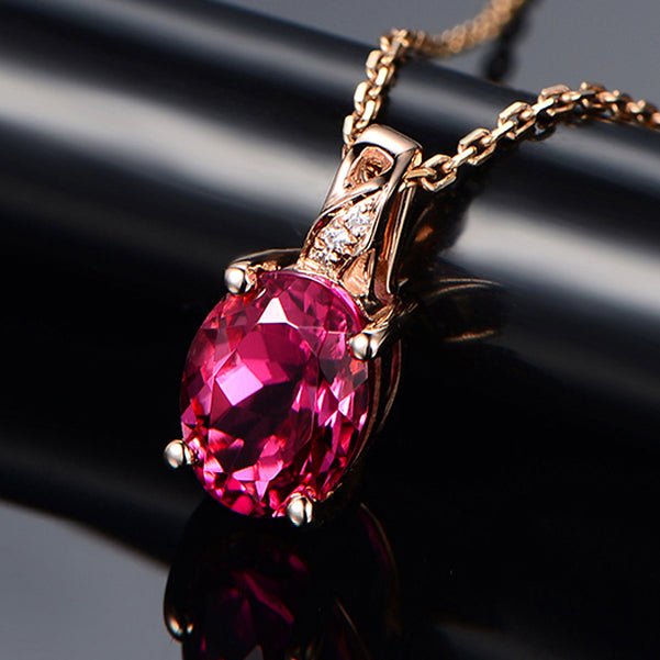 Tourmaline Diamond Pendant 18k Rose Gold - Lord of Gem Rings
