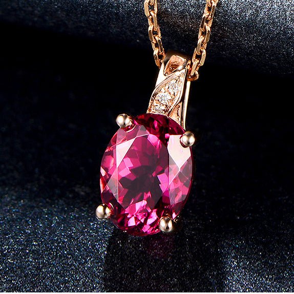 Tourmaline Diamond Pendant 18k Rose Gold - Lord of Gem Rings