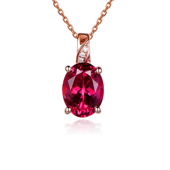 Tourmaline Diamond Pendant 18k Rose Gold - Lord of Gem Rings