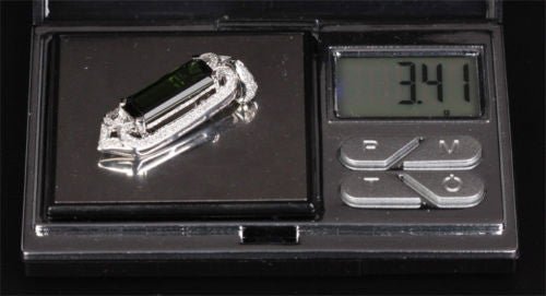 Unique 3.55ct Emerald Cut Green Tourmaline VS/H Diamonds Pendant 14K White Gold - Lord of Gem Rings