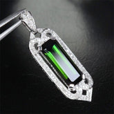 Unique 3.55ct Emerald Cut Green Tourmaline VS/H Diamonds Pendant 14K White Gold - Lord of Gem Rings