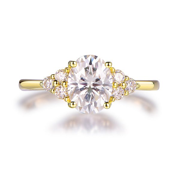 Vintage 7x9mm Oval Moissanite Diamond Engagement Ring 14K Gold - Lord of Gem Rings