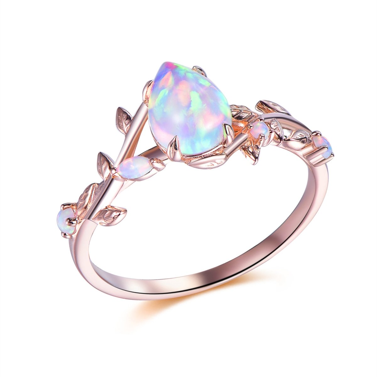 Vintage Pear Opal Engagement Vine Ring 14K Gold - Lord of Gem Rings