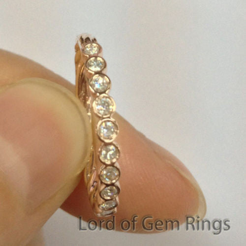 Moissanite Wedding Band Half Eternity Anniversary Ring 14K Rose Gold Hand Crafted - Lord of Gem Rings - 4