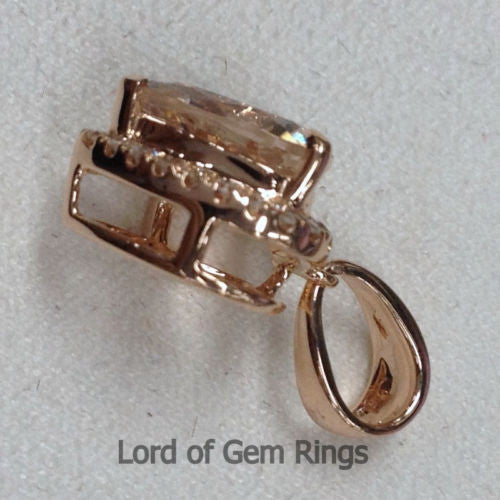Heart Shaped Cut 8mm Pink Morganite Diamond Pendant For Necklace in 14K Rose Gold - Lord of Gem Rings - 2