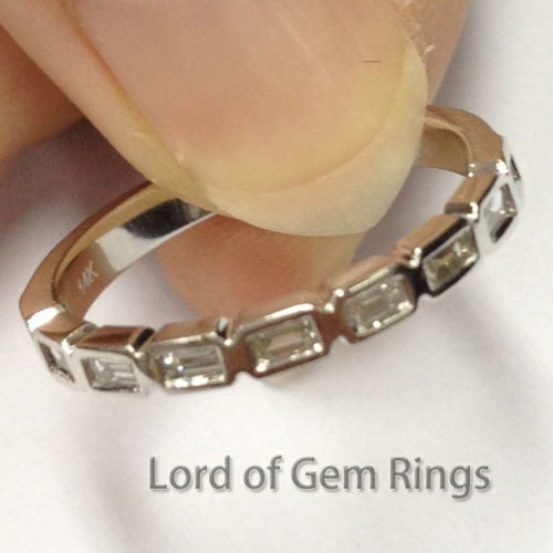 Bezel Baguette VS Diamonds Eternity Wedding Band Anniversary Ring,14K White Gold - Lord of Gem Rings - 3