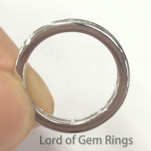 Baguette Diamond Wedding Band Eternity Anniversary Ring 14K White Gold-VS H Diamond Milgrain - Lord of Gem Rings - 2