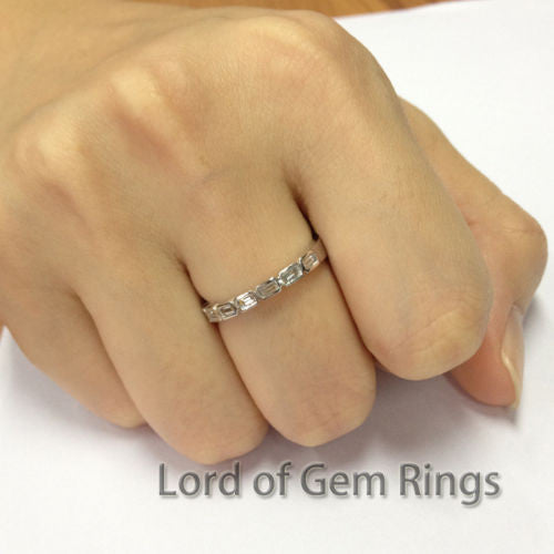 Bezel Baguette VS Diamonds Eternity Wedding Band Anniversary Ring,14K White Gold - Lord of Gem Rings - 1