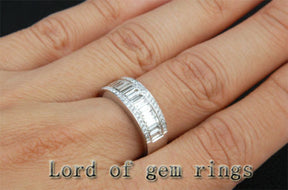 Baguette/Round Diamond  Wedding Band Engagement Ring 18K White Gold- 3.22ctw - Lord of Gem Rings - 4
