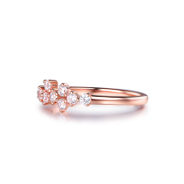 Prong Set Diamond Wedding Band Women Ring 14K Rose Gold