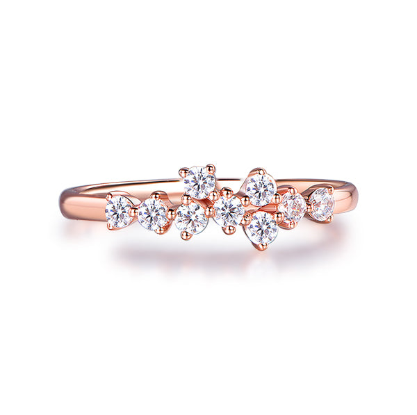 Prong Set Diamond Wedding Band Women Ring 14K Rose Gold