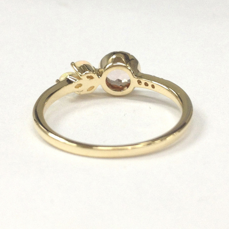 Reserved for Elaine, Morganite & opal Ring 14K Yellow Gold