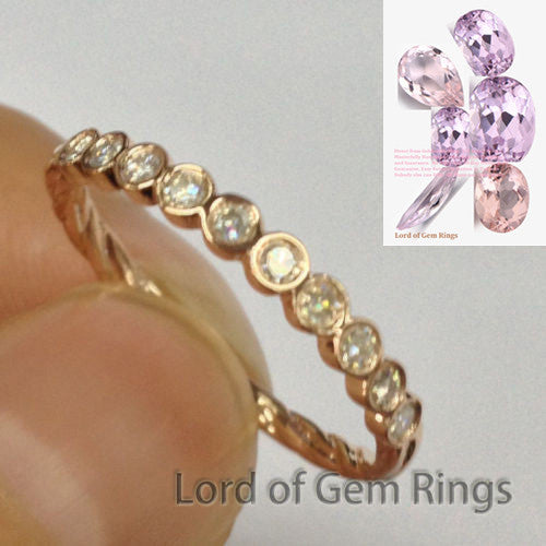 Moissanite Wedding Band Half Eternity Anniversary Ring 14K Rose Gold Hand Crafted - Lord of Gem Rings - 1