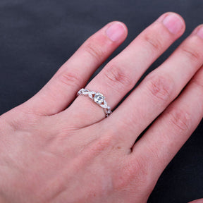 Round Forever Brilliant Moissanite Engagement Ring Diamond 14K White Gold 5.0mm  Art Deco Floral Shank - Lord of Gem Rings - 5