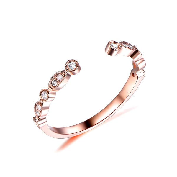Vintage Open End Diamond Wedding Ring 14K Gold