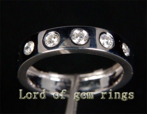 0.41ct.w Gypsy-Set Diamond Wedding Band Anniversary Ring 14K White Gold - Lord of Gem Rings