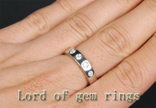 0.41ct.w Gypsy-Set Diamond Wedding Band Anniversary Ring 14K White Gold - Lord of Gem Rings