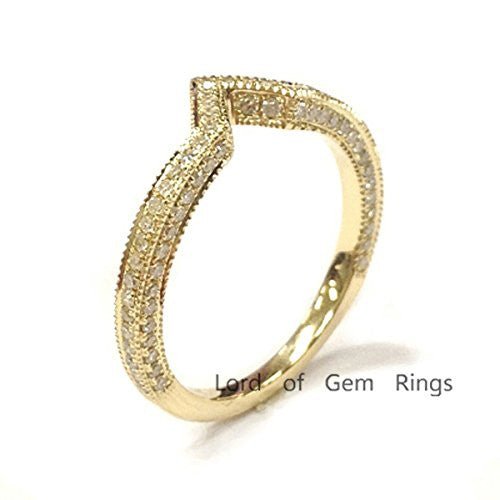 0.45ctw Diamond Chevron Wedding Band 14K Yellow Gold