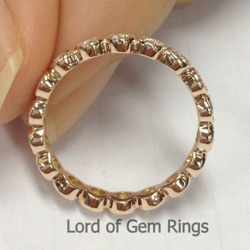 0.72ct.w Bezel Set Diamond Bubble Eternity Wedding Band with Milgrain - Lord of Gem Rings