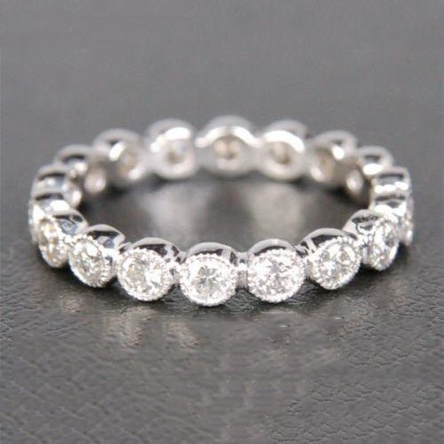 0.72ct.w Bezel Set Diamond Bubble Eternity Wedding Band with Milgrain - Lord of Gem Rings