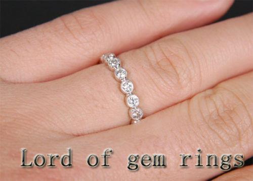 0.72ct.w Bezel Set Diamond Bubble Eternity Wedding Band with Milgrain - Lord of Gem Rings