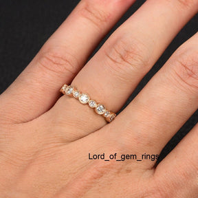 0.7ct.w Bezel Set Diamond Bubble Milgrain Wedding Band - Lord of Gem Rings