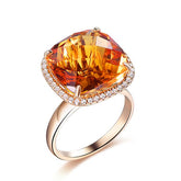 10.5ct Cushion Citrine Diamond Halo Engagement Ring 14k Yellow Gold - Lord of Gem Rings