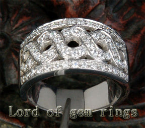 1.08ctw Pave-Set Diamond Criss Cross Wedding Band 14K White Gold - Lord of Gem Rings