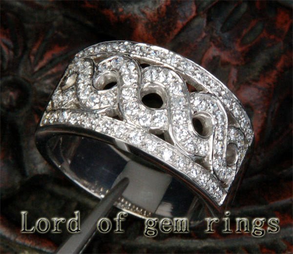 1.08ctw Pave-Set Diamond Criss Cross Wedding Band 14K White Gold - Lord of Gem Rings