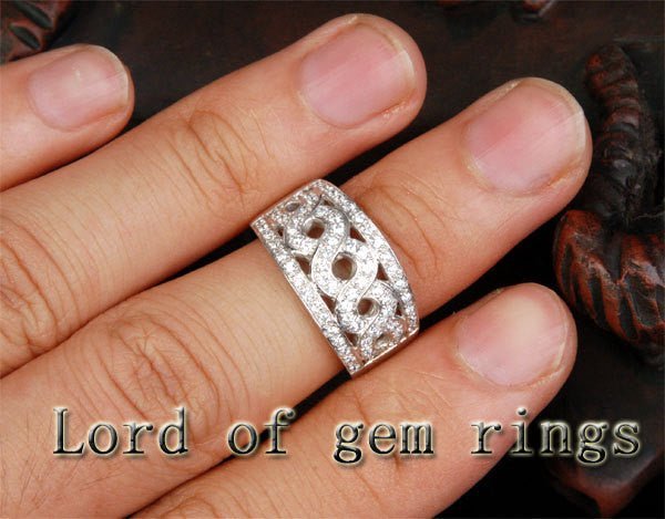 1.08ctw Pave-Set Diamond Criss Cross Wedding Band 14K White Gold - Lord of Gem Rings