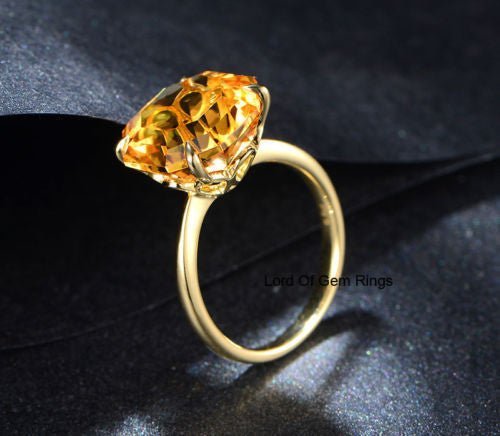 10ct Solitaire Octagon Citrine Engagement Ring 14K Yellow Gold - Lord of Gem Rings