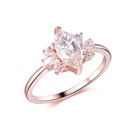 1.1ct Marquise Moissanite with Pear cut Moissanite accent Engagement Ring