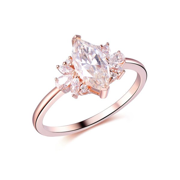 1.1ct Marquise Moissanite with Pear cut Moissanite accent Engagement Ring - Lord of Gem Rings