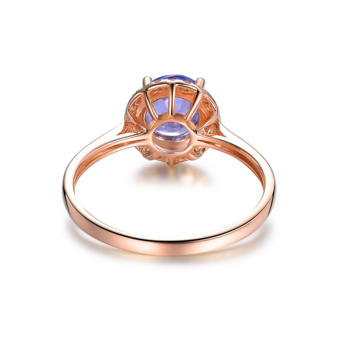 1.1ct Round Tanzanite Diamond Halo Engagement Ring 14K Yellow Gold - Lord of Gem Rings