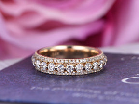 1.25ct Three-Row Brilliant Diamond Full Eternity Wedding Ring 14k Yellow gold - Lord of Gem Rings