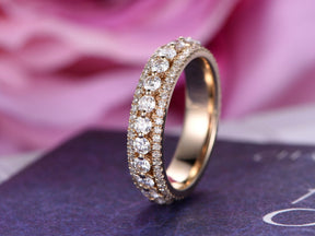1.25ct Three-Row Brilliant Diamond Full Eternity Wedding Ring 14k Yellow gold - Lord of Gem Rings