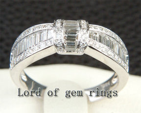 1.27ct.tw. Baguette & Pavé Diamond Knot Bow Wedding Ring - Lord of Gem Rings