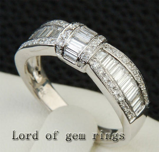1.27ct.tw. Baguette & Pavé Diamond Knot Bow Wedding Ring