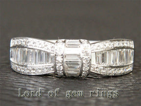 1.27ct.tw. Baguette & Pavé Diamond Knot Bow Wedding Ring - Lord of Gem Rings