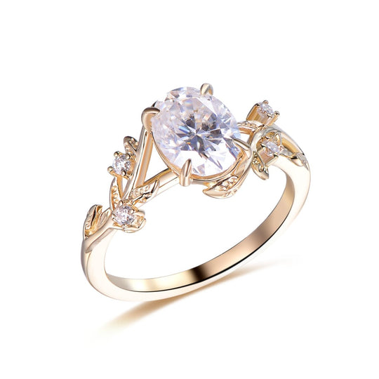 1.2ct Oval Moissanite Engagement Vine Ring 14K Gold